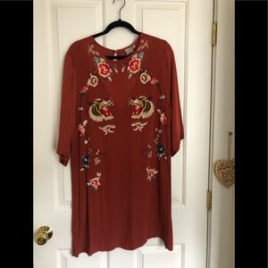 ASOS Size 16 Tiger and Floral Silky Dress in Pumpkin